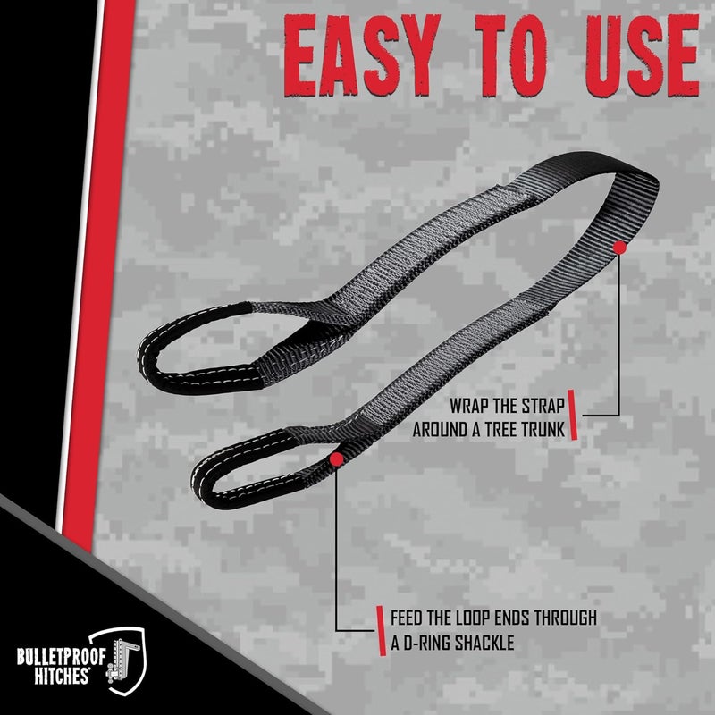BulletProof Hitches - 2.5" x 4' Tree Saver Tow Strap - Winch Tree Saver Strap with 20,000 lbs Breaking Strength - for Offroad Recovery, ATV, UTV, & Side-by-Side - Towing Winch Recovery Straps - Image 4
